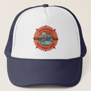 Voyageurs nationalpark Moose Retro Compass Emblem Keps