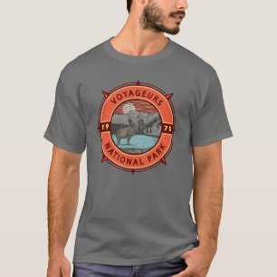 Voyageurs nationalpark Moose Retro Compass Emblem T Shirt