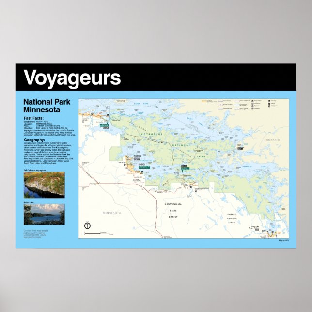 Voyageurs nationalpark Poster Karta (Framsidan)