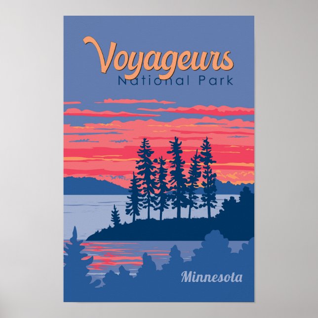 Voyageurs Nationalpark Rainy Lake Illustration Poster (Framsidan)