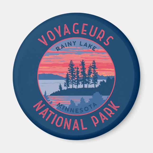 Voyageurs nationalpark Rainy Sjö Art Distress Magnet (Framsidan)