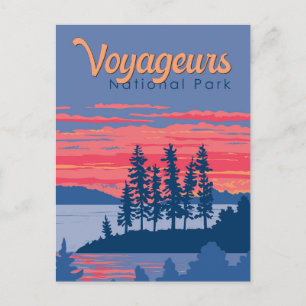 Voyageurs nationalpark Rainy Sjö Illustration Vykort