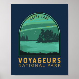 Voyageurs nationalpark Rainy Sjö Vintage Emblem Poster