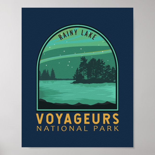 Voyageurs nationalpark Rainy Sjö Vintage Emblem Poster (Framsidan)