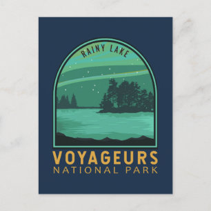 Voyageurs nationalpark Rainy Sjö Vintage Emblem Vykort