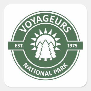 Voyageurs nationalpark Sol Träd Fyrkantigt Klistermärke