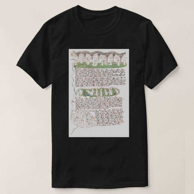 Voynich Manuscript Bathing Women Illustrations T Shirt (Design framsida)