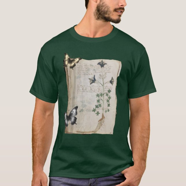 Voynich-manuskriptet ändrad sida Fjäril Botanic T Shirt (Framsida)