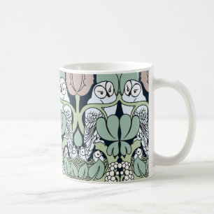 Voysey Art nouveau Uggla Nest Mönster Kaffe Mugg
