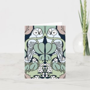 Voysey Art nouveau Uggla Nest Mönster Note Card Kort