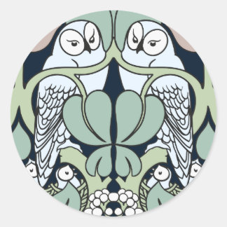 Voysey Art nouveau Uggla Nest Mönster Stickers Runt Klistermärke