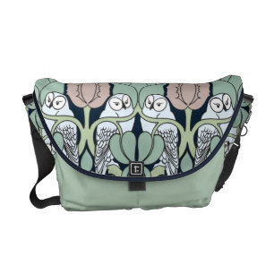 Voysey art nouveauugglor bygga bo den Patten Messenger Bag