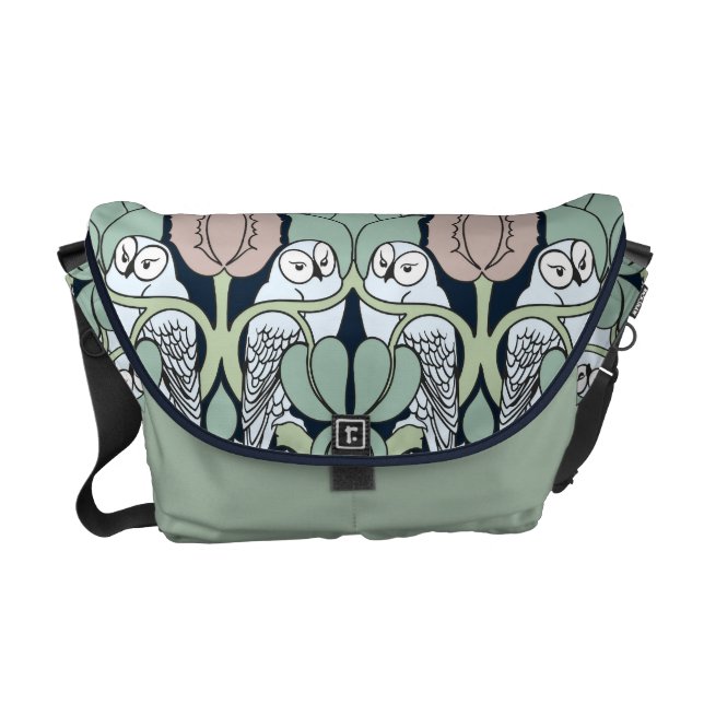 Voysey art nouveauugglor bygga bo den Patten Messenger Bag (Framsidan)
