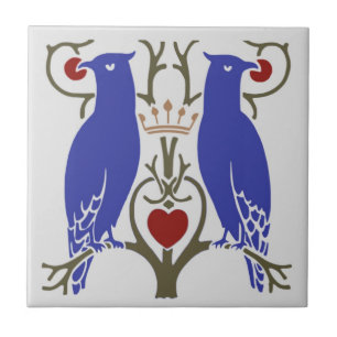 Voysey Love birds Ceramic TIle (Bright) Kakelplatta