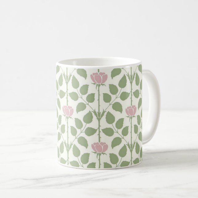 Voyseys Briar Ro, Ljusa rosa kaffet Mugg (Framsida höger)