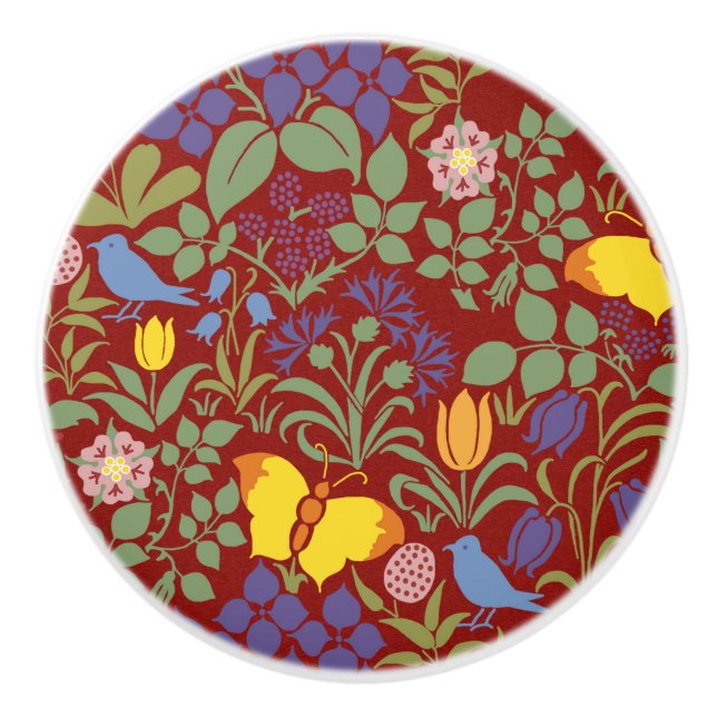 Voyseys Wildblommor Ceramic Knob Knopp (Framsidan)