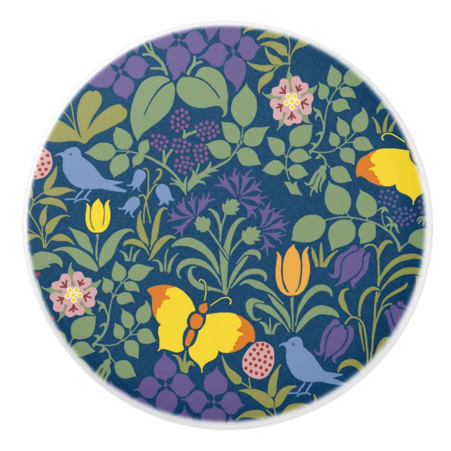 Voyseys Wildblommor Ceramic Knob Knopp (Framsidan)