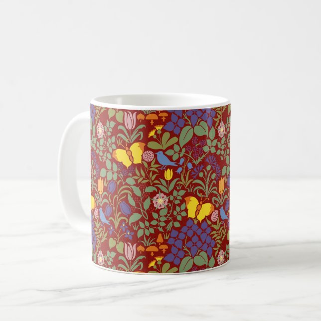 Voyseys Wildblommor, Röda kaffet Mugg (Framsida vänster)