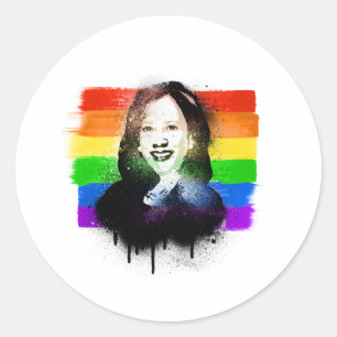 VP Kamala Harris HBT TQ Pride Graffiti Runt Klistermärke