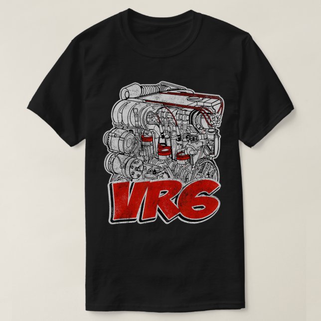 VR6-motordriftad, nedtryckt design T Shirt (Design framsida)