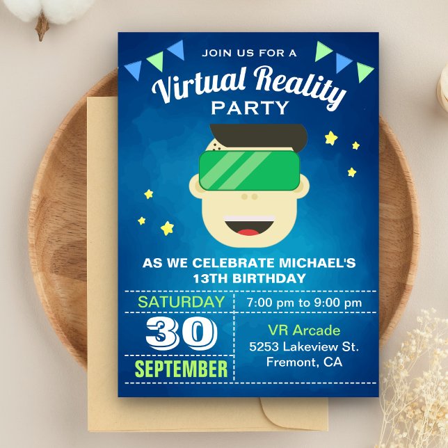VR Game Virtuell Reality Födelsedagsfest inbjudan (Skapare uppladdad)