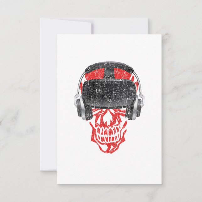 Vr Gamer Headset Video Game Skull - Virtuell verkl Inbjudningar (Framsida)