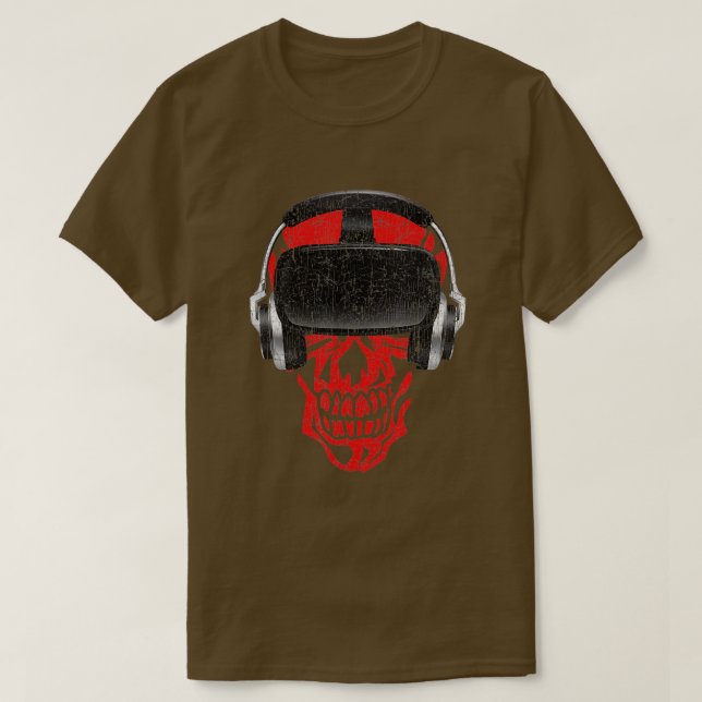VR Headset Video Game Skull - Virtuella verklighet T Shirt (Design framsida)