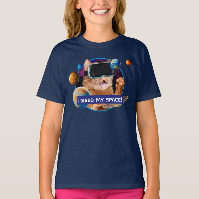 VR Kat i rymden T Shirt (Framsida)