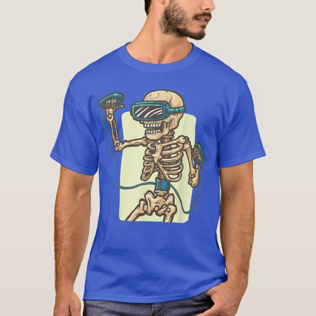 VR-spelpresenter Co Kuslig skelett med VR-headset T Shirt (Framsida)