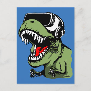 VR T-rex Vykort