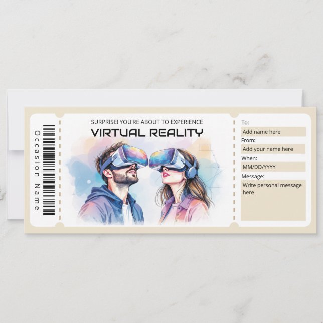 VR-upplevelsebiljett presentkort Inbjudningar (Framsida)