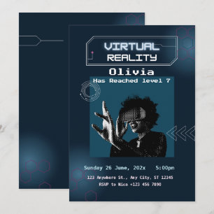 VR Virtuell Reality Födelsedagsfest inbjudan