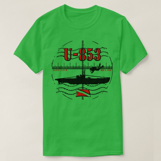 Vrak dyv WWII Tysk ubåt dyka U853 T Shirt (Design framsida)