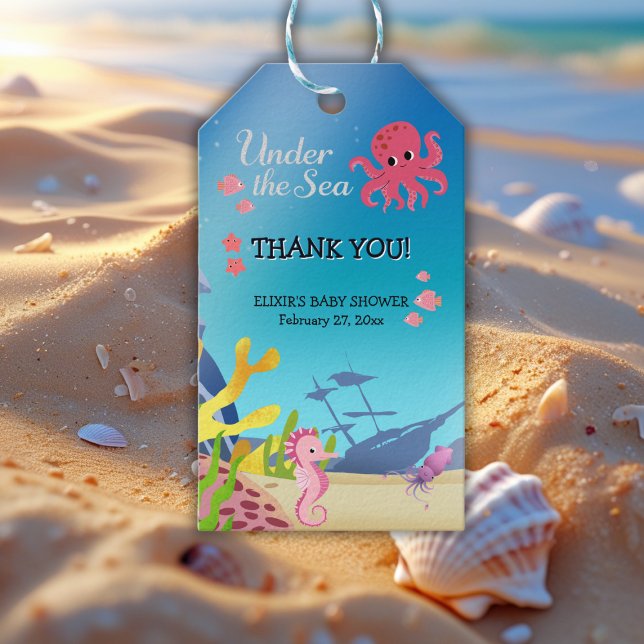 Vrak under Sea Baby Shower Presentetikett (Skapare uppladdad)