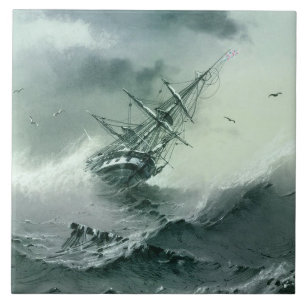 Vraket (av Ivan Aivazovsky) Kakelplatta