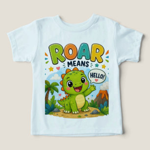 Vrål Betyder Hej! Söt Vänlig Drakkartong D T Shirt