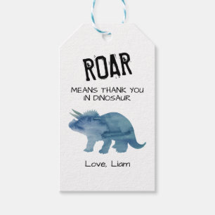 Vrål Betyder Tack i Dinosaurie Presentetikett