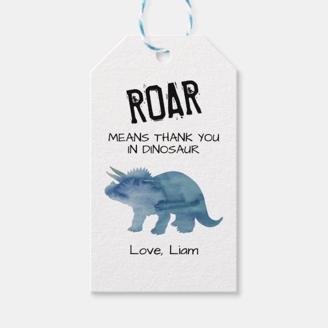 Vrål Betyder Tack i Dinosaurie Presentetikett (Framsidan)
