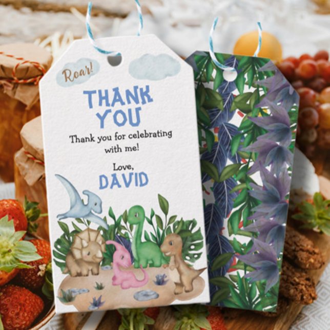 Vrål! Favoriter för Dinosauurs-Födelsedagsfest Presentetikett (Skapare uppladdad)