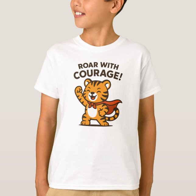 Vråla med mod Söt orange tigerdesign T Shirt (Framsida)