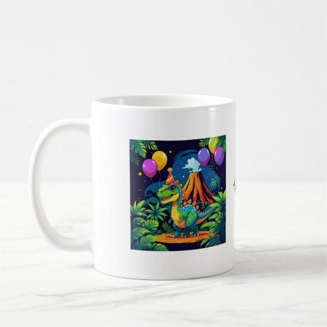 Vråla mer, oroa dig mindre – Redigerbar Dinosaurie Kaffemugg (Vänster)