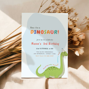 Vråla som en dinosaurie Födelsedagsfest 3-årsdag Inbjudningar