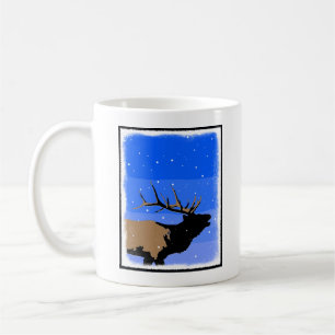 Vrålande älg på vintern - Original jaktmotiv konst Kaffemugg