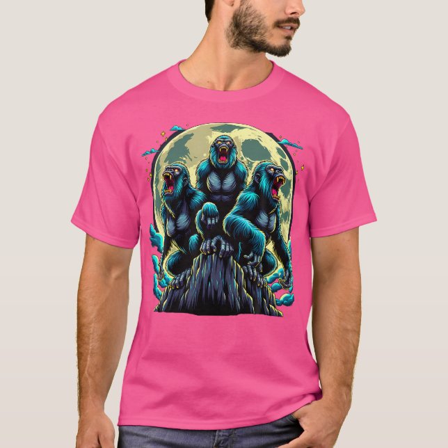 Vrålande Gorilla Vid Månen T Shirt (Framsida)