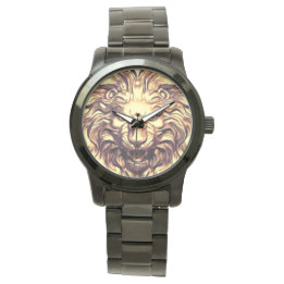 Vrålande Guld Lejon Huvud eWatch Ur Armbandsur