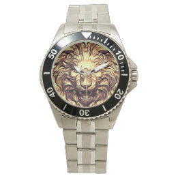 Vrålande Guld Lejon Huvud eWatch Ur Armbandsur