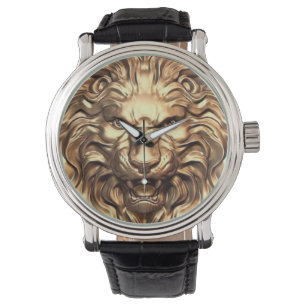 Vrålande Guld Lejon Huvud eWatch Ur Armbandsur