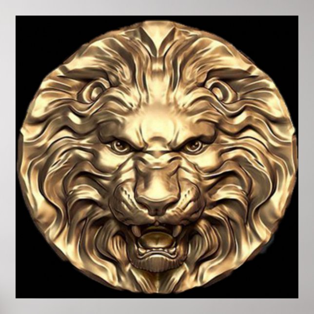 Vrålande Guld Lejon Huvud  Poster (Framsidan)