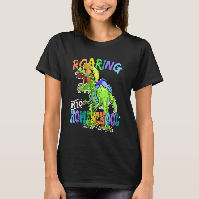 Vrålande Hemundervisning Dinosaurie T Rex Tillbaka Shirt (Framsida)