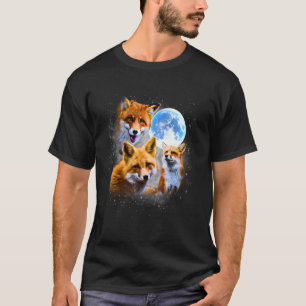 Vrålande i månen Roliga Rävar Grafisk Djur Kärlek T Shirt